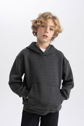 Sweat com capuz - Cinzento-escuro