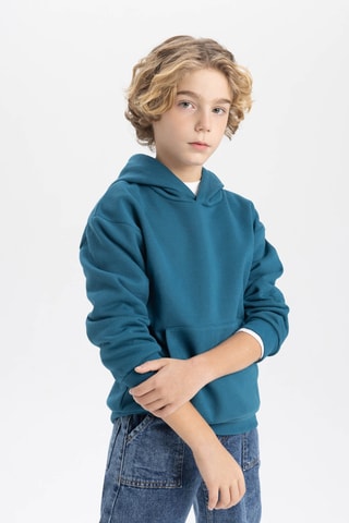 Sweat com capuz - Azul-petróleo