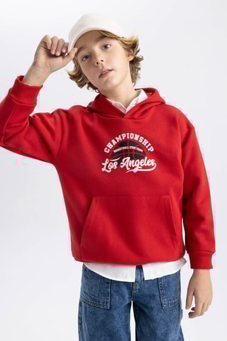Sweat com capuz - Vermelho