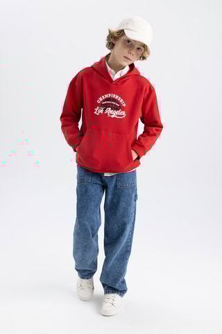 Sweat com capuz - Vermelho