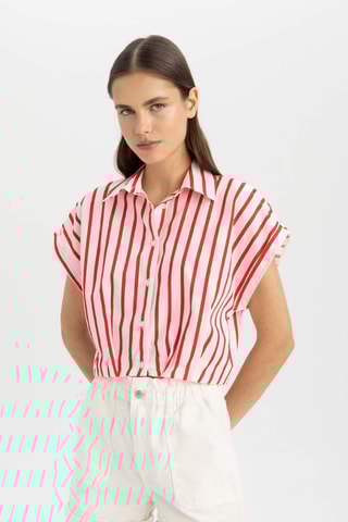 Camisa curta - Branco e vermelho
