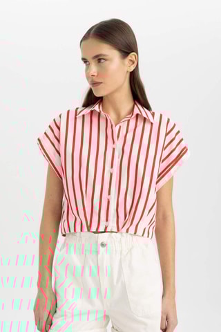 Camisa curta - Branco e vermelho