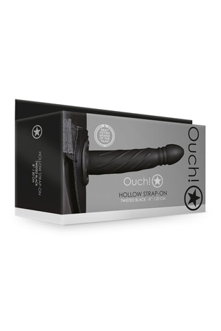 Gedraaide Voorbinddildo Hollow - Zwart - 20 cm