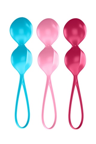 3 Silicone Geishaballen V Balls - Blauw, roze en bordeauxrood