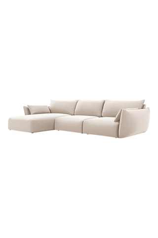 Canapé d'angle gauche Clau - Beige - 4 places - Toucher velours