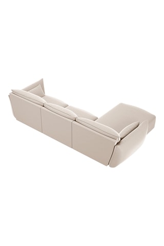Canapé d'angle gauche Clau - Beige - 4 places - Toucher velours