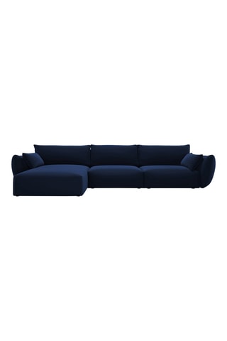 Canapé d'angle gauche Clau - Bleu roi - 4 places - Toucher velours