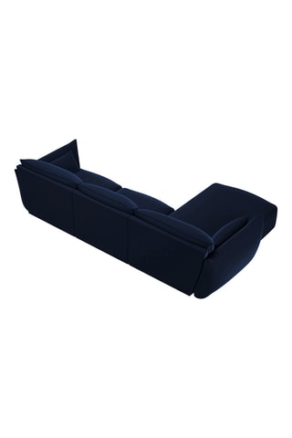 Canapé d'angle gauche Clau - Bleu roi - 4 places - Toucher velours