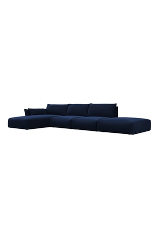 Canapé d'angle gauche Clau - Bleu roi - 4 places - Toucher velours