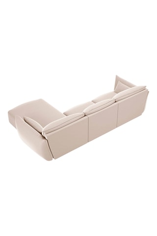 Canapé d'angle droit Clau - Beige - 4 places - Toucher velours