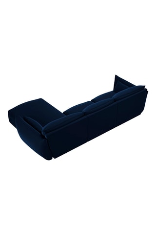 Canapé d'angle droit Clau - Bleu roi - 4 places - Toucher velours