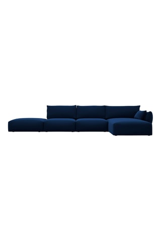 Canapé d'angle droit Clau - Bleu roi - 4 places - Toucher velours