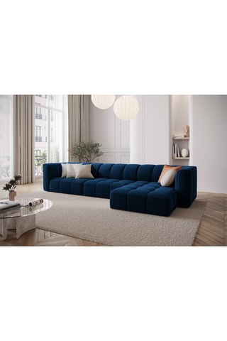 Canapé modulable Adams - Bleu roi - 5 places - Tissu toucher velours