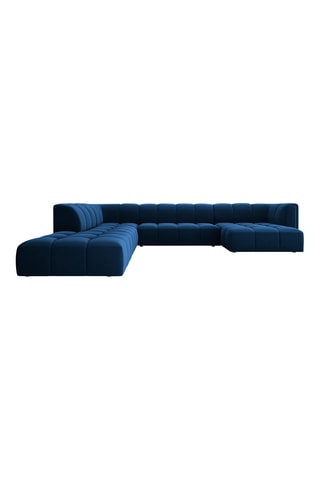 Canapé panoramique modulable Adams - Bleu roi - 7 places - Toucher velours
