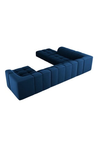 Canapé panoramique modulable Adams - Bleu roi - 7 places - Toucher velours