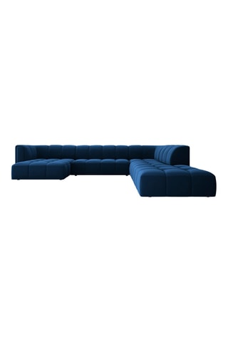 Canapé panoramique modulable Adams - Bleu roi - 7 places - Toucher velours