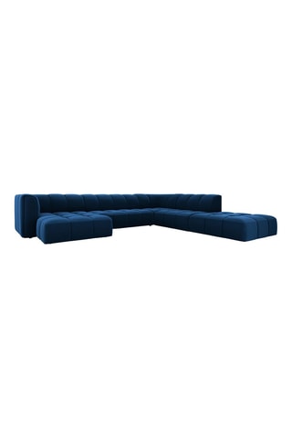 Canapé panoramique modulable Adams - Bleu roi - 7 places - Toucher velours