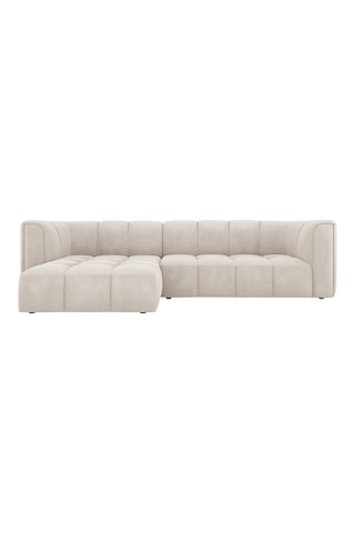 Canapé d'angle gauche modulaire Adams - Beige - 3 places - Tissu chenille