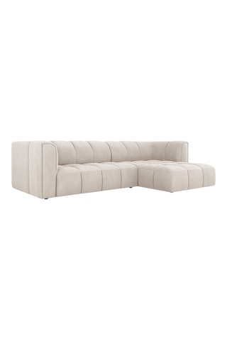 Canapé d'angle droit modulaire Adams - Beige - 3 places - Tissu chenille