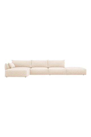 Canapé d'angle gauche Clau - Beige clair - 4 places - Tissu bouclette