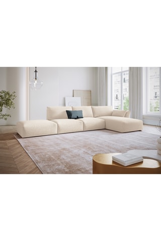Canapé d'angle droit Clau - Beige clair - 4 places - Tissu bouclette