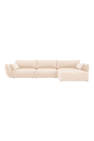 Canapé d'angle droit Clau - Beige clair - 4 places - Tissu bouclette