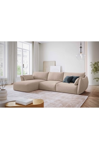 Canapé d'angle gauche Clau - Beige - 4 places - Toucher chenille