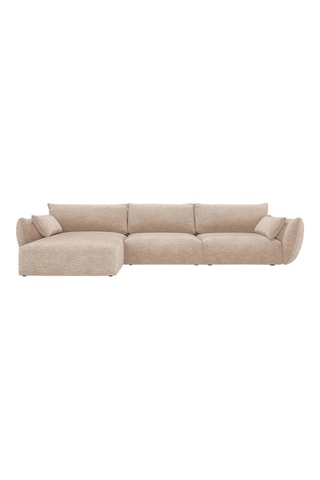 Canapé d'angle gauche Clau - Beige - 4 places - Toucher chenille