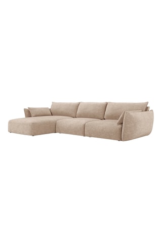 Canapé d'angle gauche Clau - Beige - 4 places - Toucher chenille