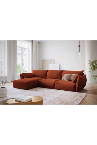 Canapé d'angle gauche Clau - Terracotta - 4 places - Toucher chenille