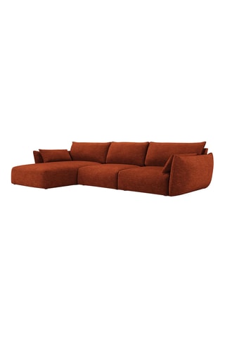 Canapé d'angle gauche Clau - Terracotta - 4 places - Toucher chenille
