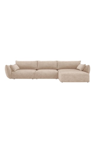 Canapé d'angle droit Clau - Beige - 4 places - Toucher chenille
