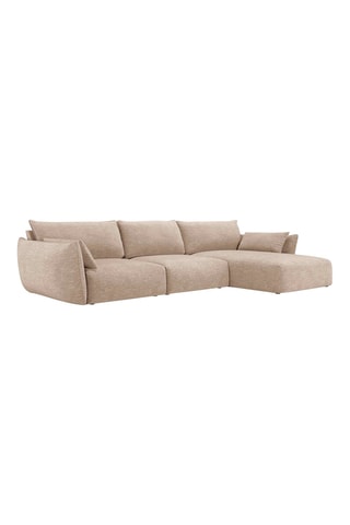 Canapé d'angle droit Clau - Beige - 4 places - Toucher chenille