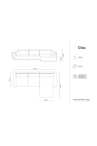 Canapé d'angle droit Clau - Beige - 4 places - Toucher chenille