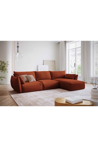 Canapé d'angle droit Clau - Terracotta - 4 places - Toucher chenille