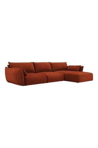 Canapé d'angle droit Clau - Terracotta - 4 places - Toucher chenille