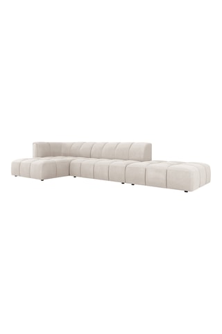 Canapé d'angle gauche modulaire Adams - Beige - 5 places - Tissu chenille