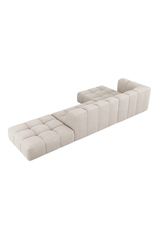 Canapé d'angle gauche modulaire Adams - Beige - 5 places - Tissu chenille