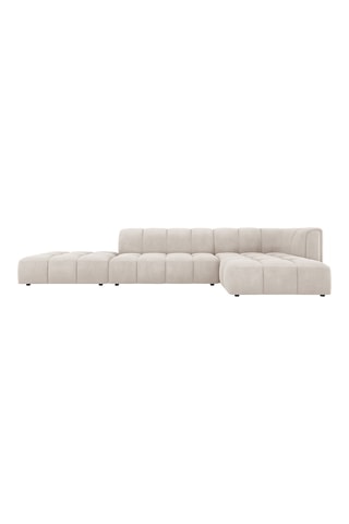 Canapé d'angle droit modulaire Adams - Beige - 5 places - Tissu chenille