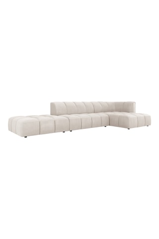Canapé d'angle droit modulaire Adams - Beige - 5 places - Tissu chenille