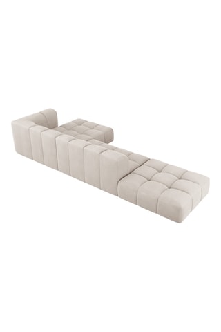 Canapé d'angle droit modulaire Adams - Beige - 5 places - Tissu chenille