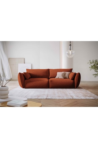 Canapé Clau - Terracotta - 3 places - Tissu toucher chenille