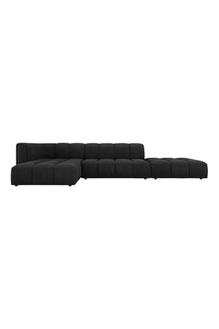 Canapé d'angle gauche modulaire Adams - Noir - 5 places - Tissu structurel