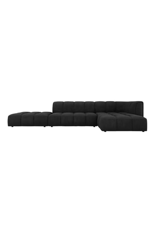 Canapé d'angle droit modulaire Adams - Noir - 5 places - Tissu structurel