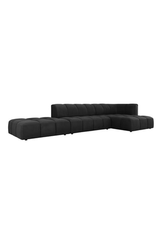 Canapé d'angle droit modulaire Adams - Noir - 5 places - Tissu structurel