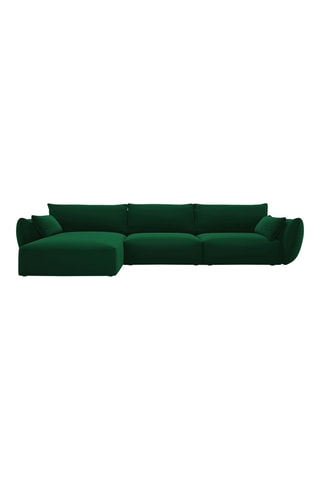 Canapé d'angle gauche Clau - Vert bouteille - 4 places - Toucher velours