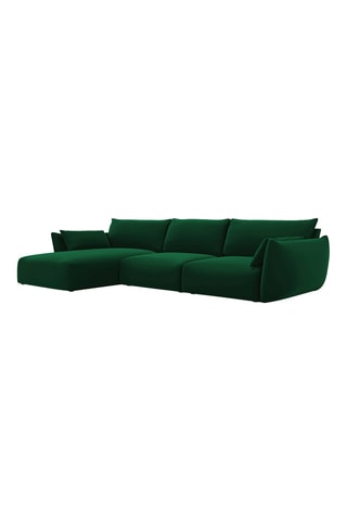 Canapé d'angle gauche Clau - Vert bouteille - 4 places - Toucher velours