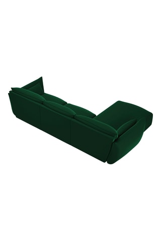 Canapé d'angle gauche Clau - Vert bouteille - 4 places - Toucher velours