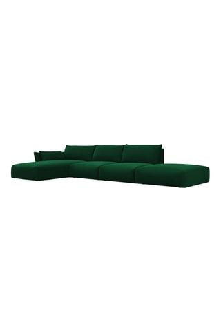 Canapé d'angle gauche Clau - Vert bouteille - 4 places - Toucher velours
