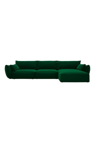Canapé d'angle droit Clau - Vert bouteille - 4 places - Toucher velours